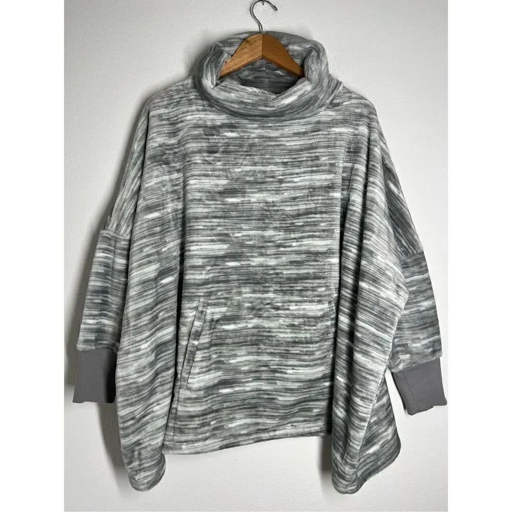 HUE Abstract Tweed Fleece Jacket Hoodie Free Size ( S-XXL) Gray/Dark Gray